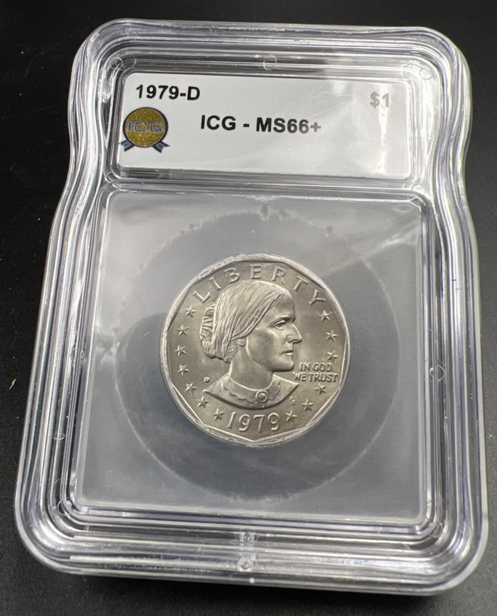 1979 D $1 SBA Susan B Anthony Dollar Coin ICG MS66 + Plus Gem UNC