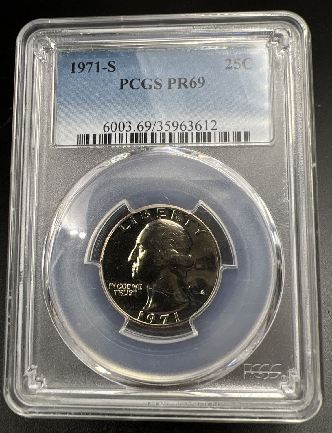 1971 S 25c Washington Copper Nickel Quarter Coin PR69 PCGS #612