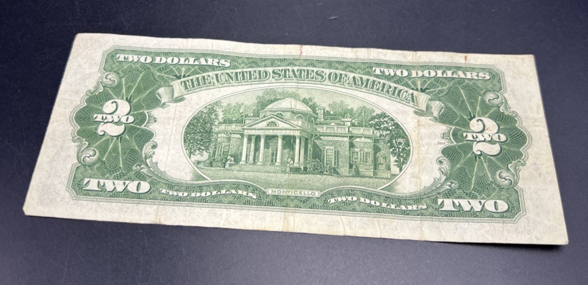 1928 G $2 Two Dollar Legal Tender United States Red Seal Note Fine Circ #417