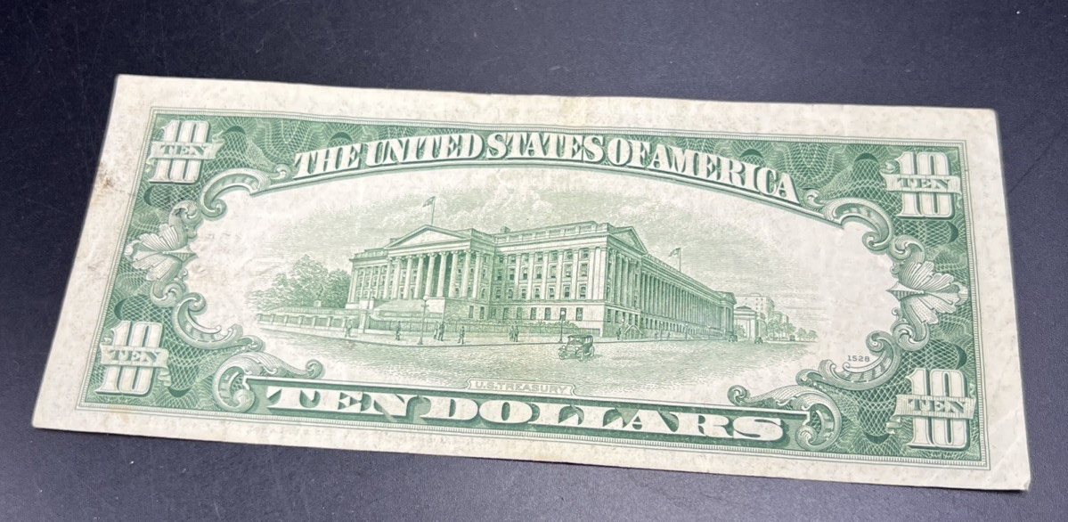 1950 A $10 FRN Federal Reserve Note Green Seal Fine / VF Circ #842