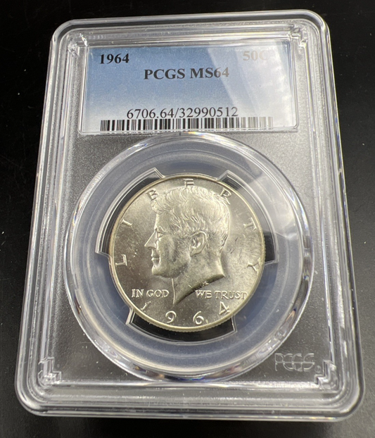 1964 P 50c Kennedy Silver Half Dollar Coin PCGS MS64 CH BU Certified #512