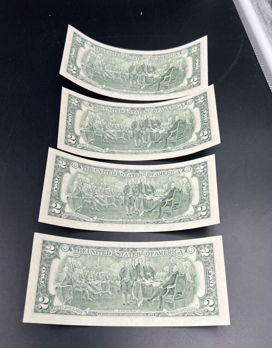 Lot of 4 2003 A $2 FRN US State Colorized Bills Michigan Illinois North Dakota +