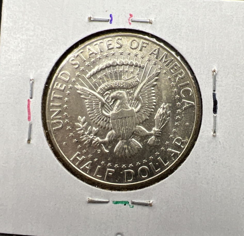 1964 D 50c Kennedy 90% Silver Half Dollar Coin BU NC Neat Toning Obverse SK#3c