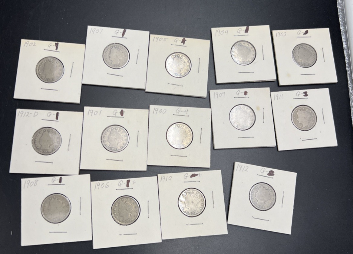 Lot of 10 Different Date V Liberty Nickel Coins Very Circ in 2x2 Cards SK#a