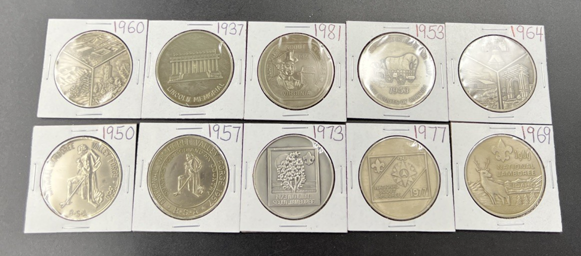 10 Medal Lot US Boy Scout National Jamboree 1960 1937 1981 1953 1964 1950 1957 +