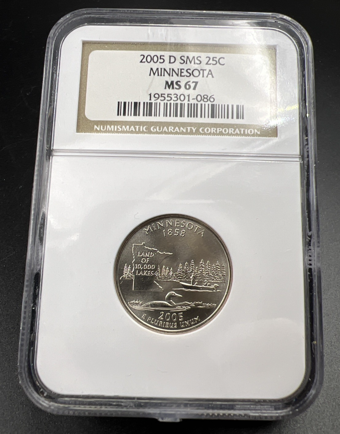 2005 D 25c Minnesota State Statehood Quarter Coin NGC MS67 SMS #086