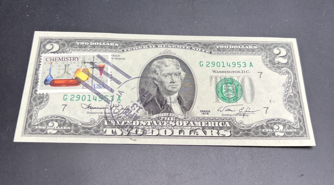 1976 $2 FRN Postal Federal Reserve Note Independence Iowa CH UNC Bicentennial