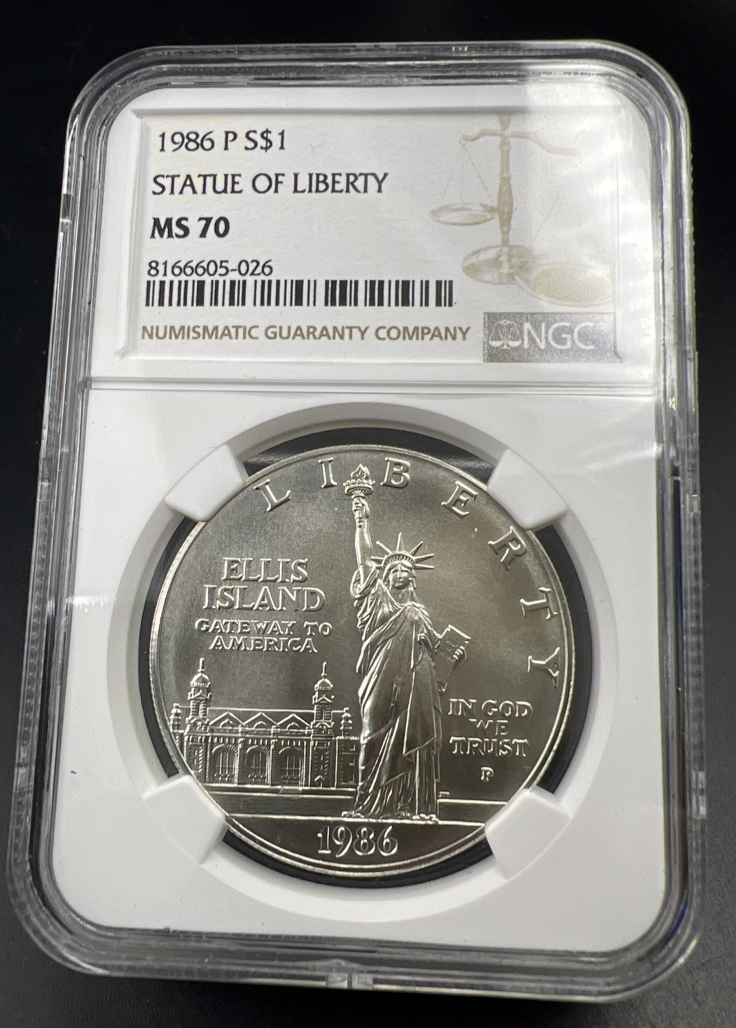 1986 P Statue of Liberty Commemorative Silver Dollar Coin NGC MS70 Gem BU #026