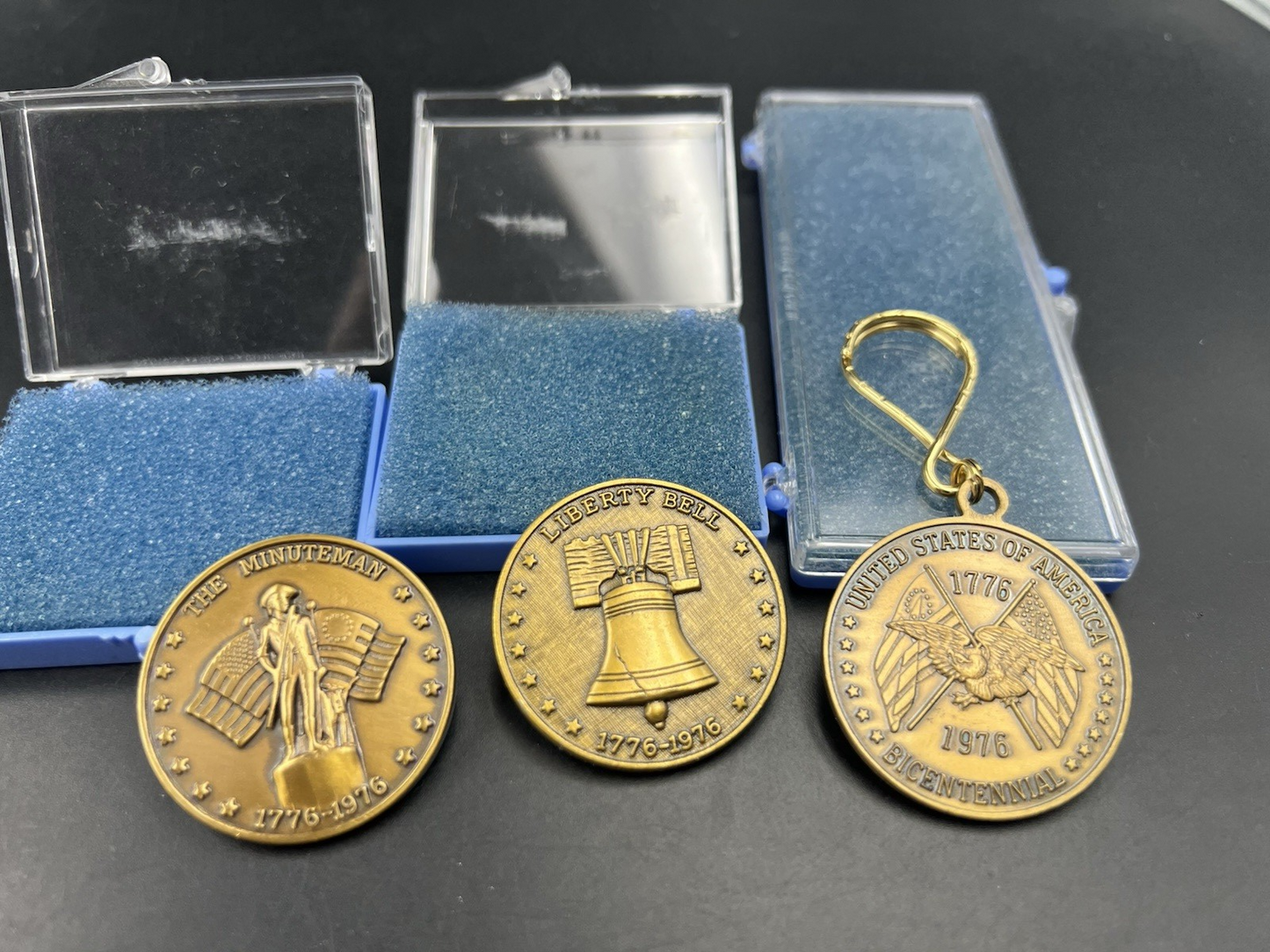 Lot of 3 US Bicentennial Bronze Medals Liberty Bell & The Minuteman UNC