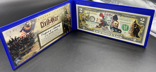 US Civil War Colorized Enhanced 2017 A 2 Two Dollar Federal Reserve Note Unc #34