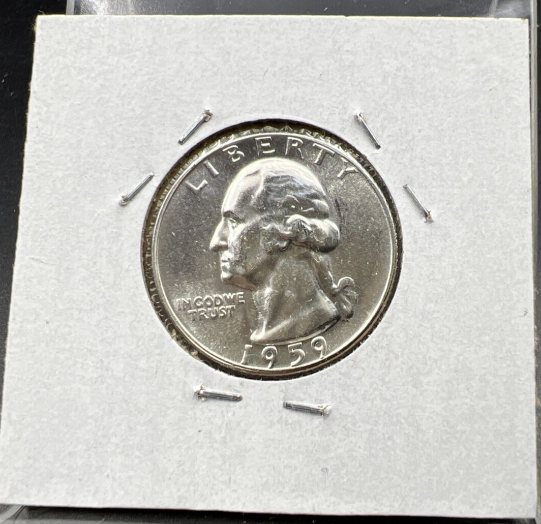 1959 P 25C Washington Quarter Silver Coin Gem BU Uncirculated Type B Rev Variety