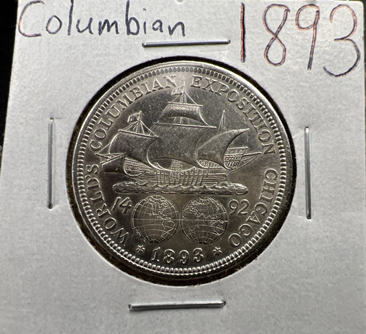 1893 Columbian Commemorative Silver Half Dollar Coin AU Details