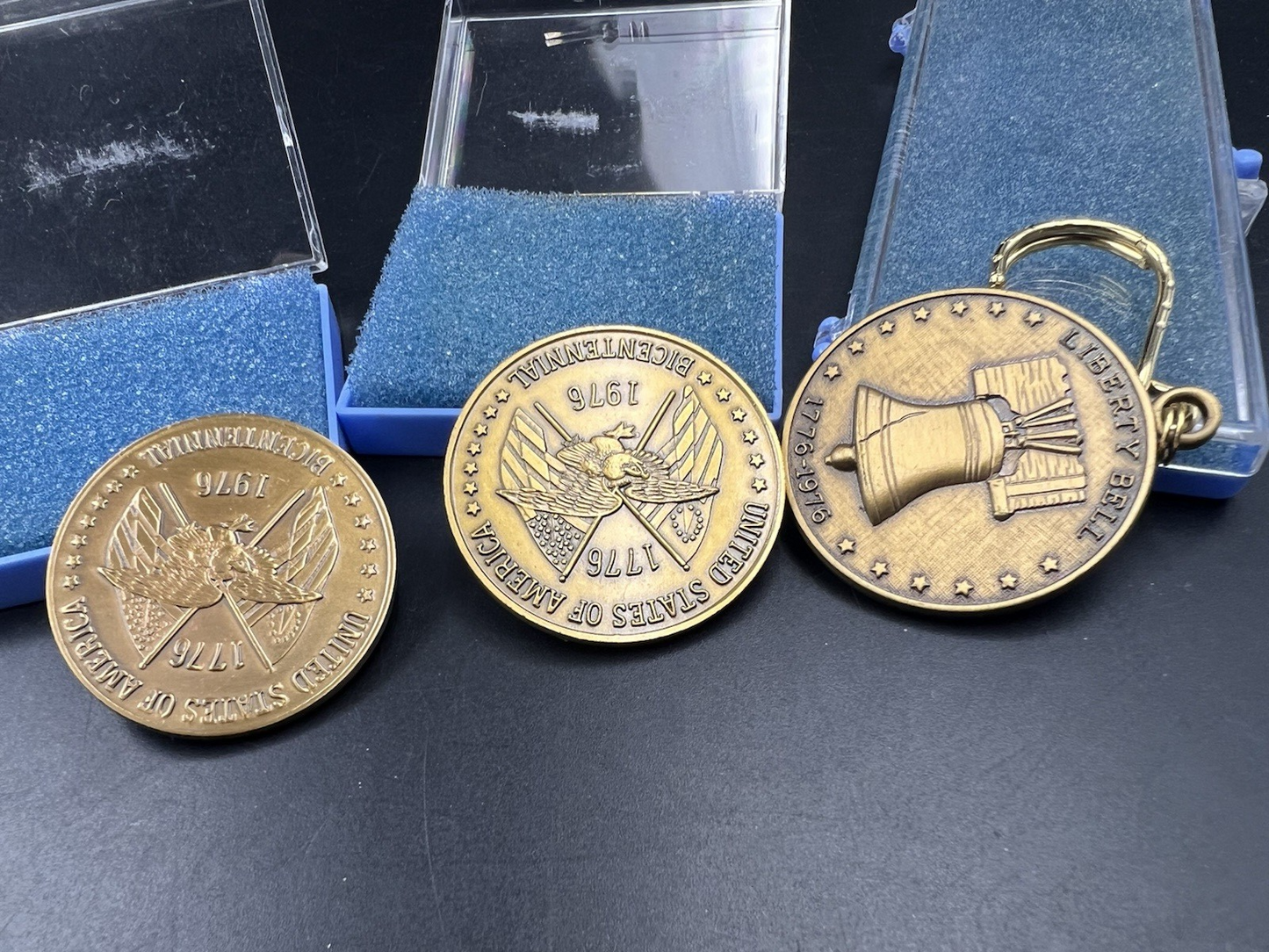 Lot of 3 US Bicentennial Bronze Medals Liberty Bell & The Minuteman UNC