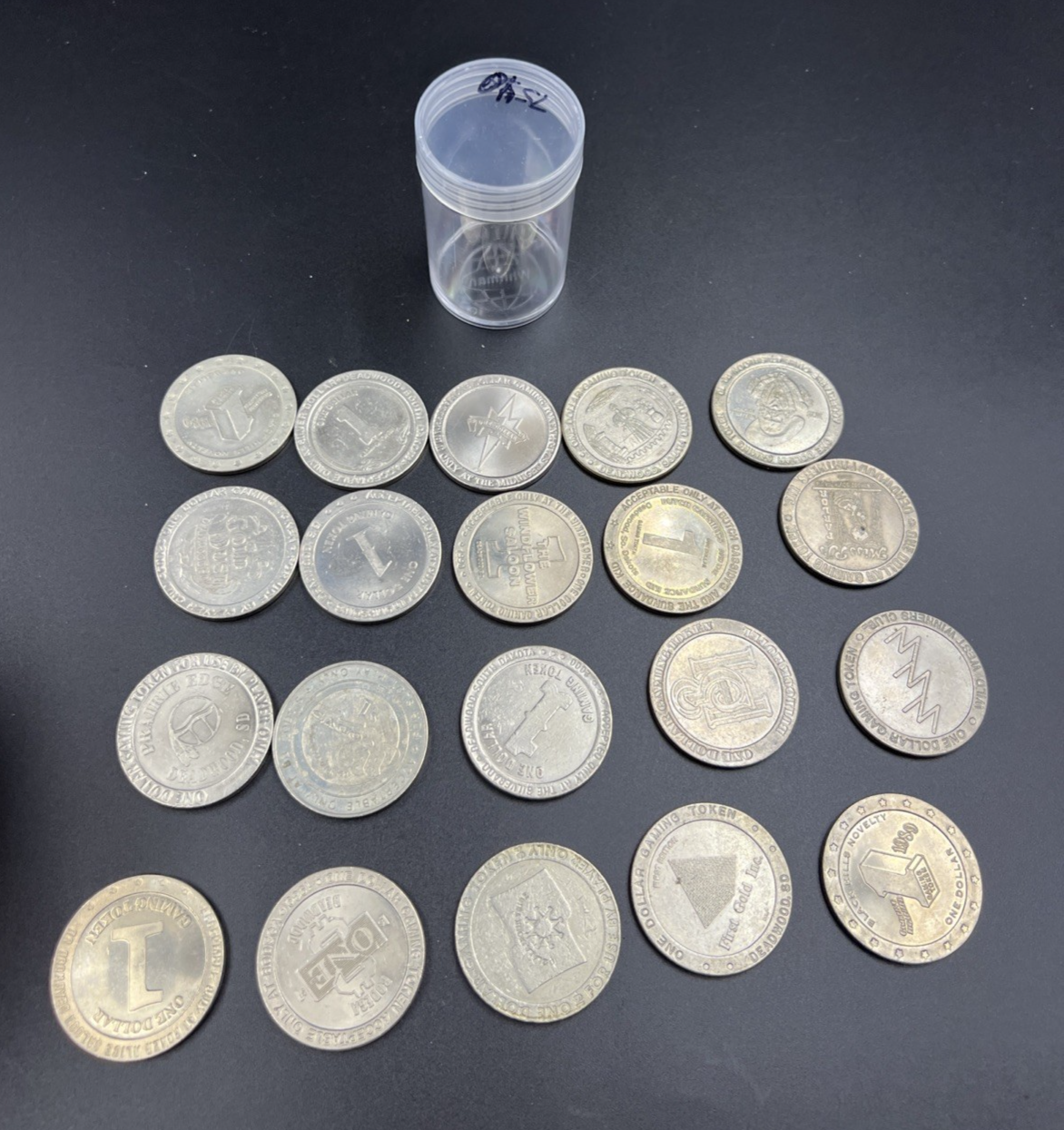 Lot of 20 $1 Casino Dollar Gaming Tokens Metal Circulated Conditions SKU#7540