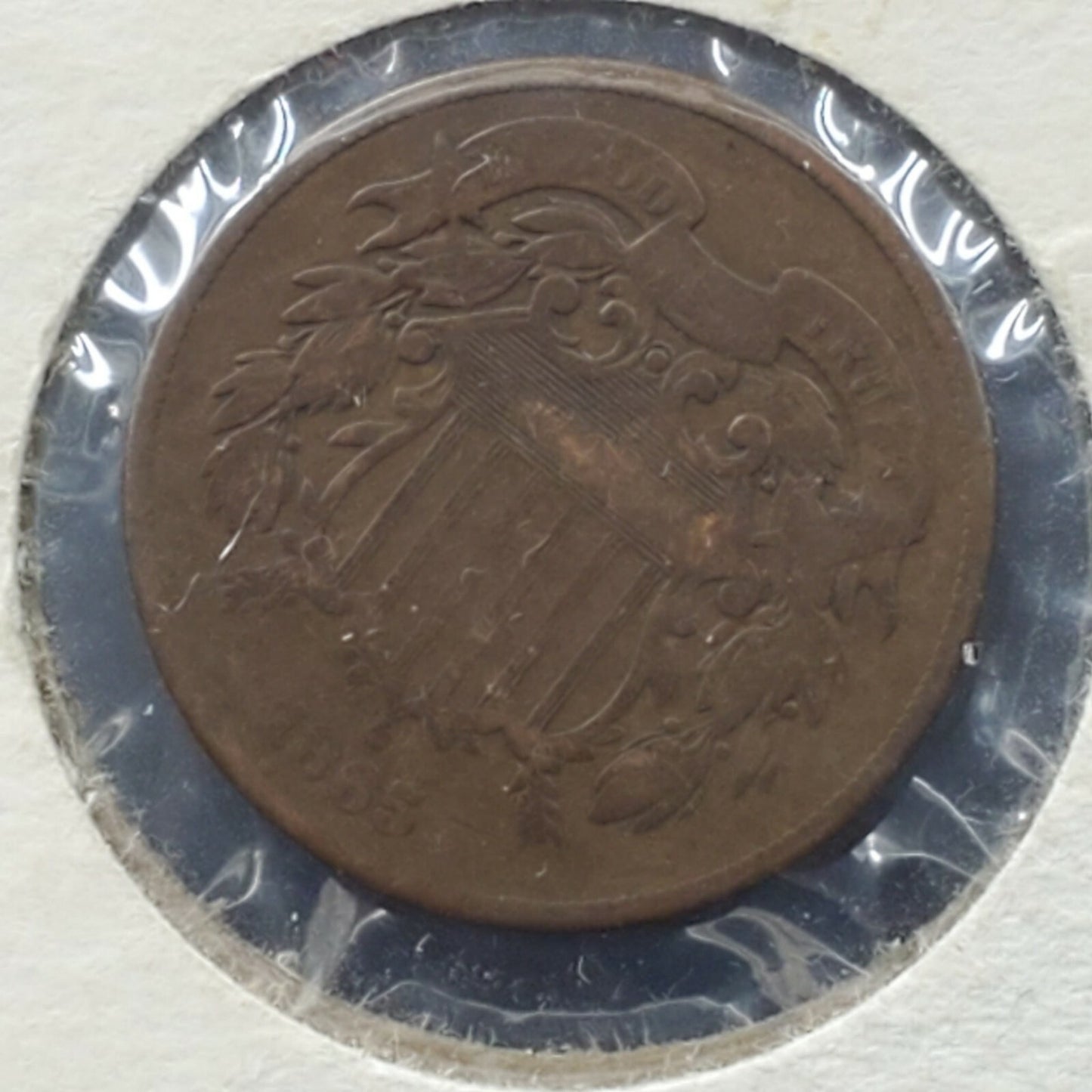1865 2C Two Cent Copper Coin Piece Average Good Circulated