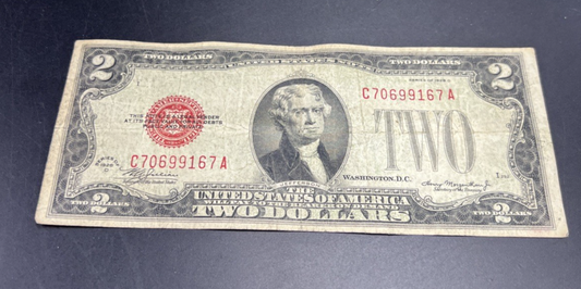 1928 D $2 USN United States Note Red Seal Bill G / VG Circ #167