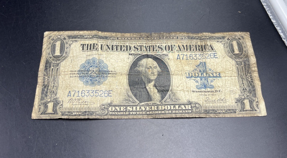 1923 One Dollar Silver Certificate Horse Blanket Very Circ FR. 238 Woods White