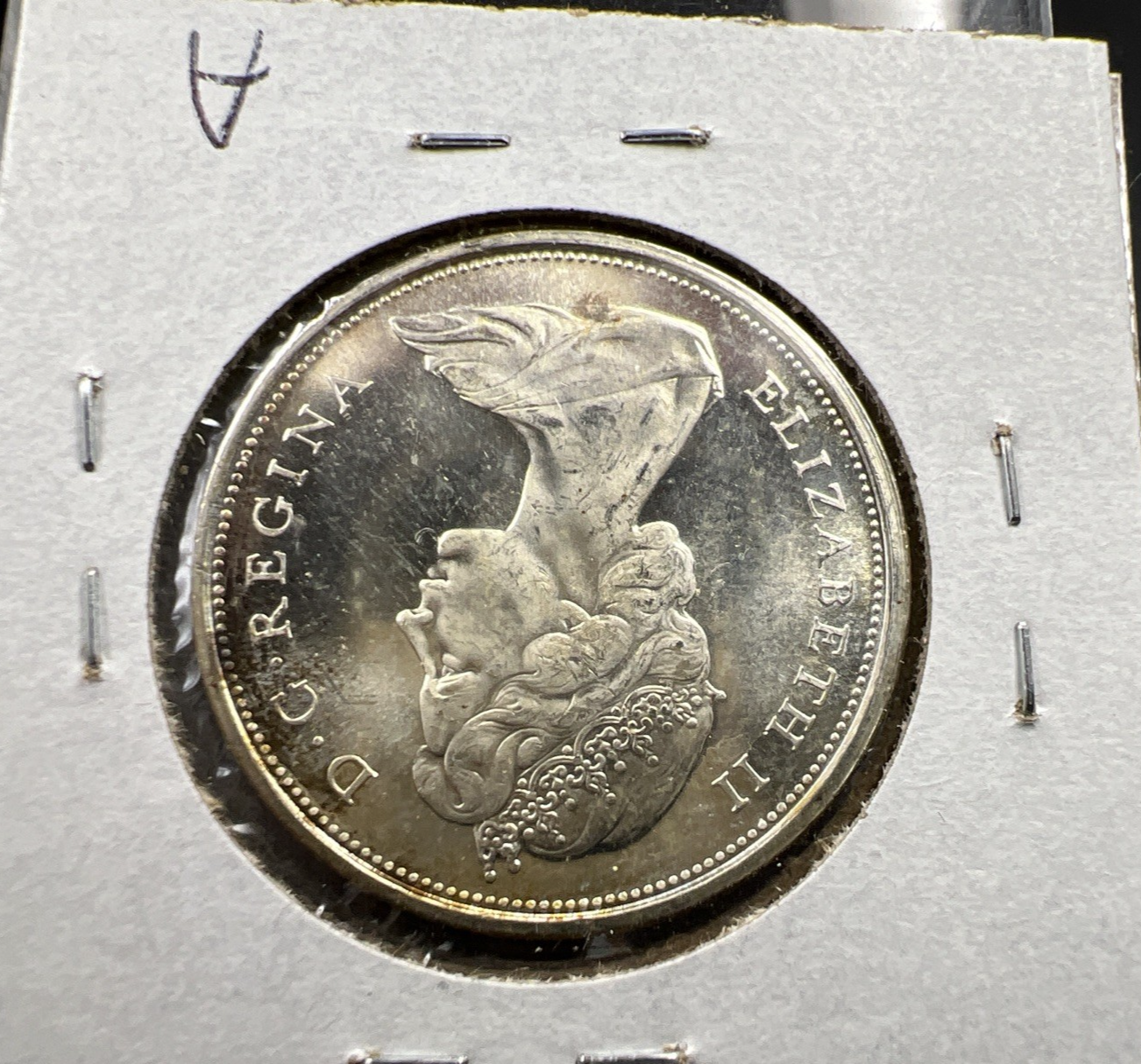 1967 Canada 50 Cents Silver Coin UNC Uncirculated Some Toning