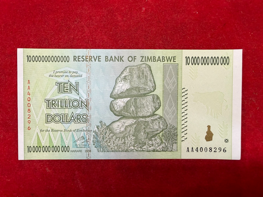 ZIMBABWE 10 TRILLION DOLLAR NOTE- UNCIRCULATED- US SELLER- PRICED TO SELL 🔥 *