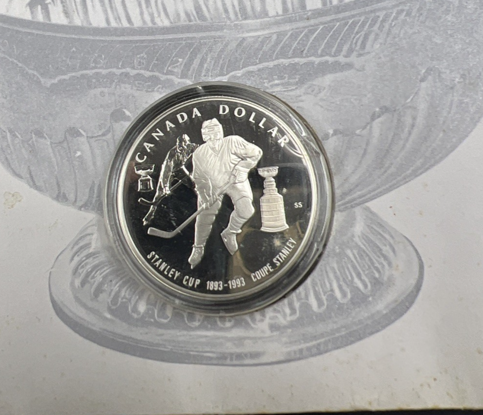 1993 Stanley Cup NHL Hockey Canada Commemorative Proof Silver Dollar in Envelope