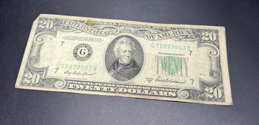 1950 B $20 FRN Federal Reserve Note Green Seal Very Circ #803