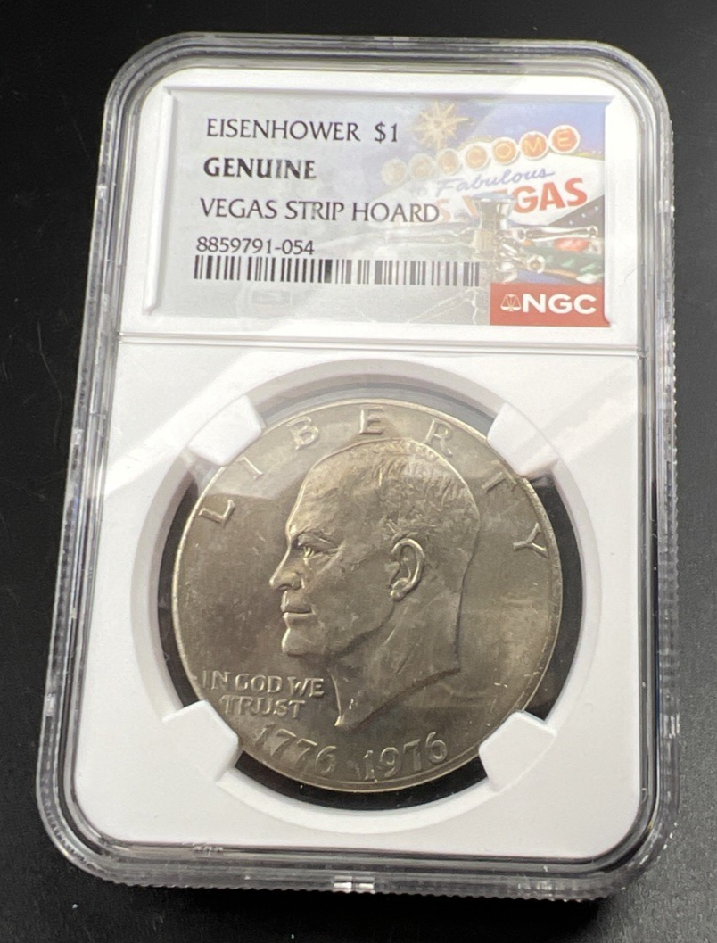 NGC Vegas Strip Hoard Genuine Ike Eisenhower Dollar Coin 1976 #054