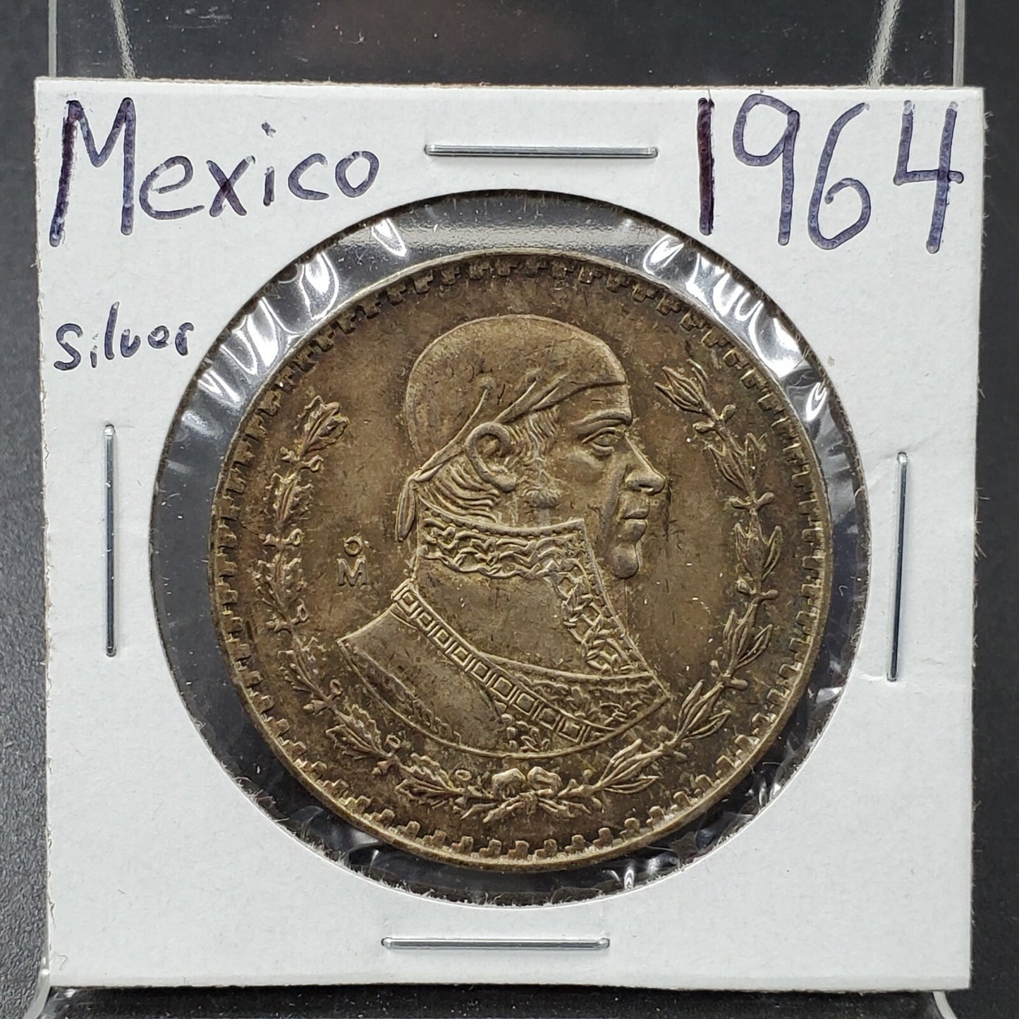 1964 Mo UN 1 Peso Coin PQ BU Uncirculated Mexico Gem Amber Toning PQ Reverse