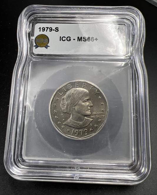 1979 S $1 SBA Susan B Anthony Dollar Coin ICG MS66 + Plus Gem UNC