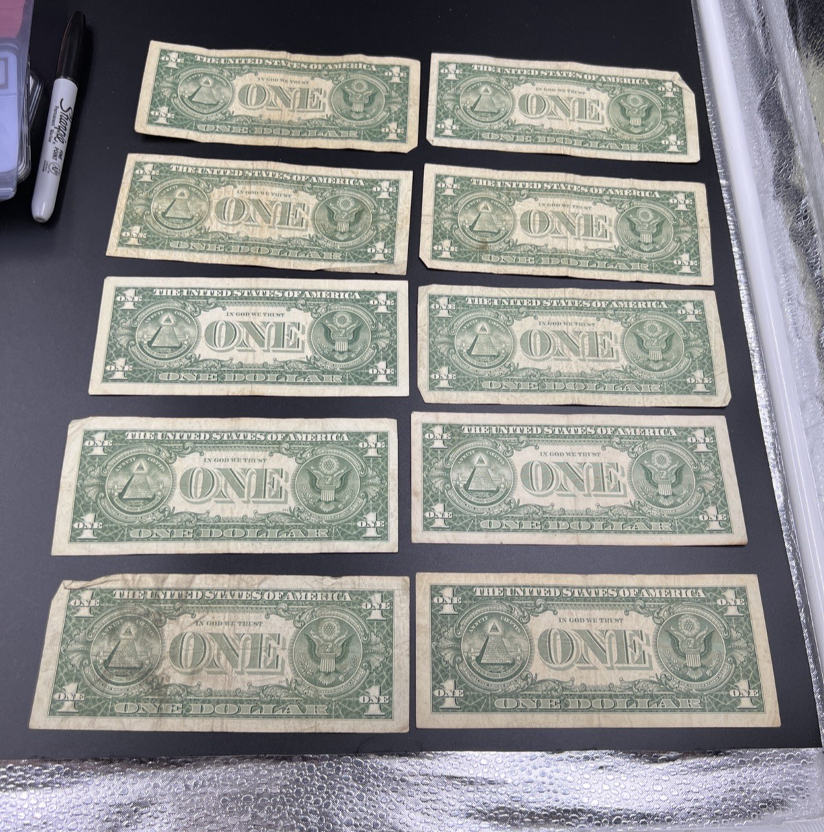 Lot of 10 1957 $1 Dollar Silver Certificate Blue Seal Notes VG+ Circ #76