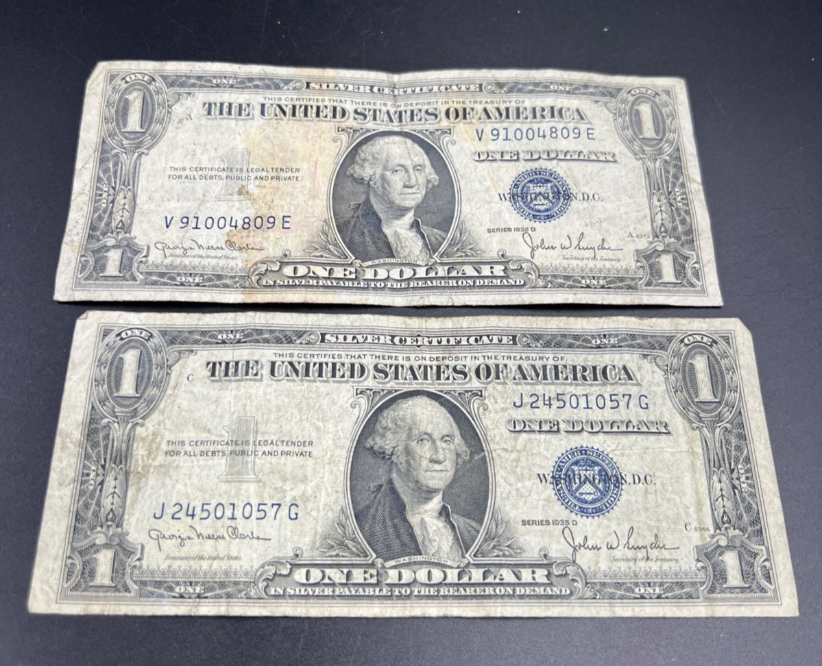 Wide and Narrow Variety 1935 D $1 Dollar Silver Certificate Set Very circ #57