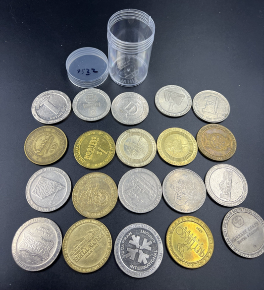 Lot of 20 $1 Casino Dollar Gaming Tokens Metal Circulated Conditions SKU#7532