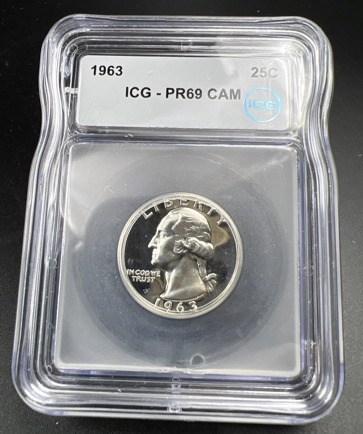 1963 P Washington Silver Quarter Coin ICG PR69 Cameo #02