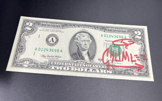 Chumlee Pawn Stars signed 2003 A $2 FRN Federal Reserve Note
