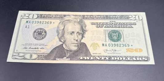 2013 Star * $20 FRN Federal Reserve Note XF EF Extra Fine Circ #369