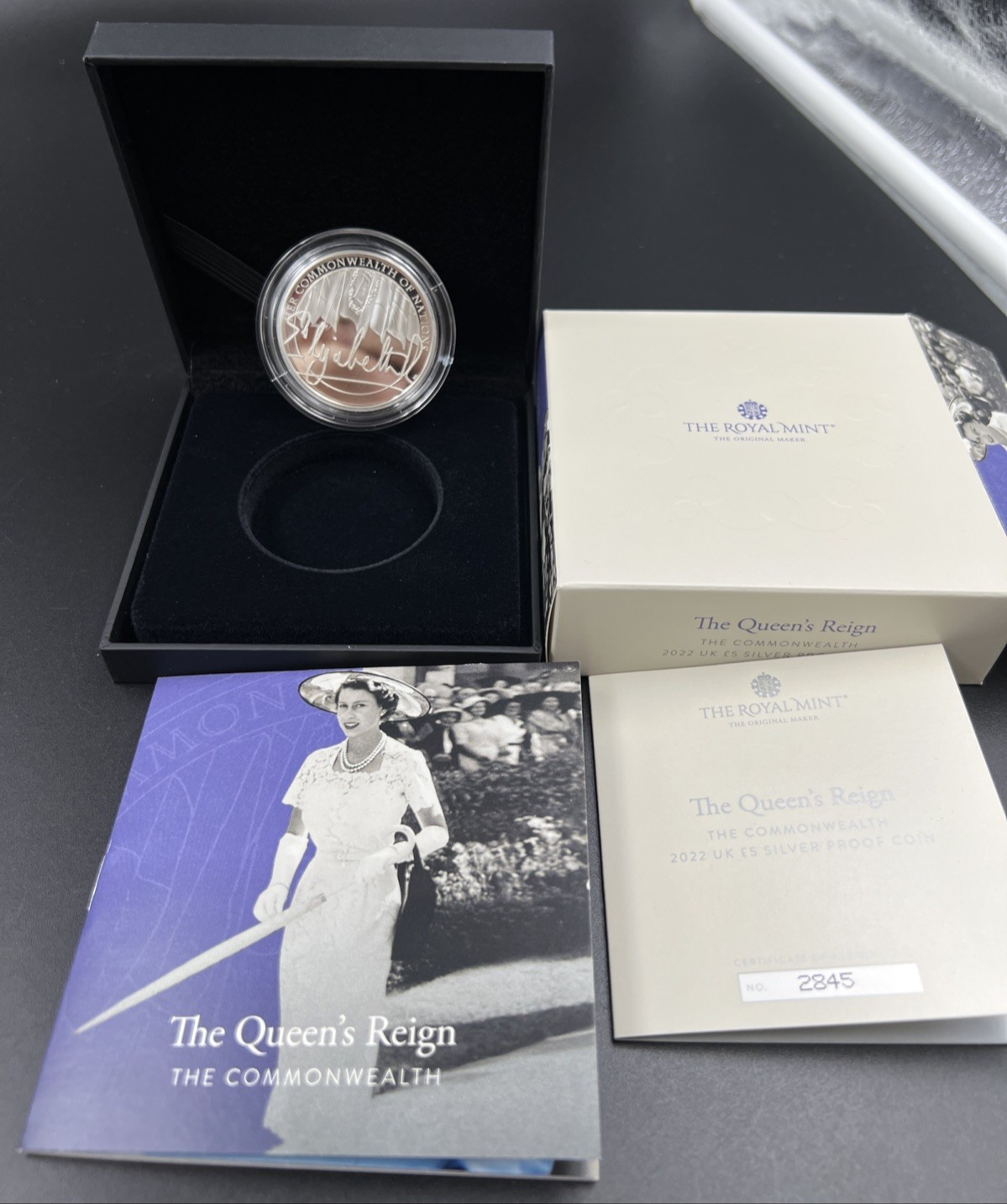 2022 United Kingdom Queen Elizabeth's Reign Proof 5 Pounds Silver Coin w Box COA