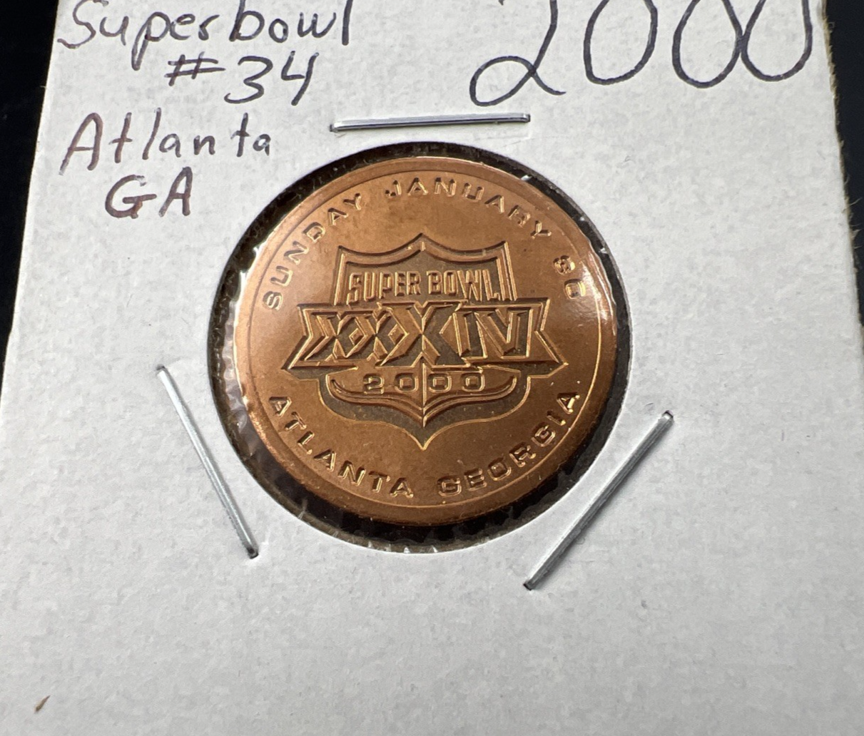 2000 NFL Super Bowl XXXXIV Atlanta Georgia Marta Transit Token CH Uncirculated