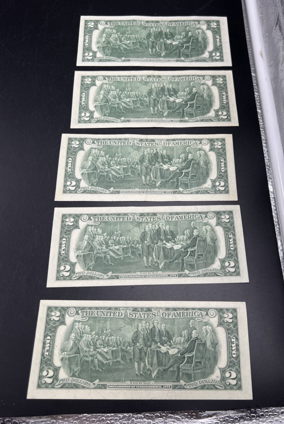 Lot of 5 1976 $2 FRN Bicentennial Notes VF + Circ #240 I & E Districts