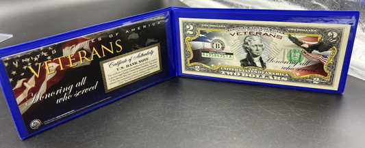US Veterans Colorized Enhanced 2017 A 2 Two Dollar Federal Reserve Note Unc #57