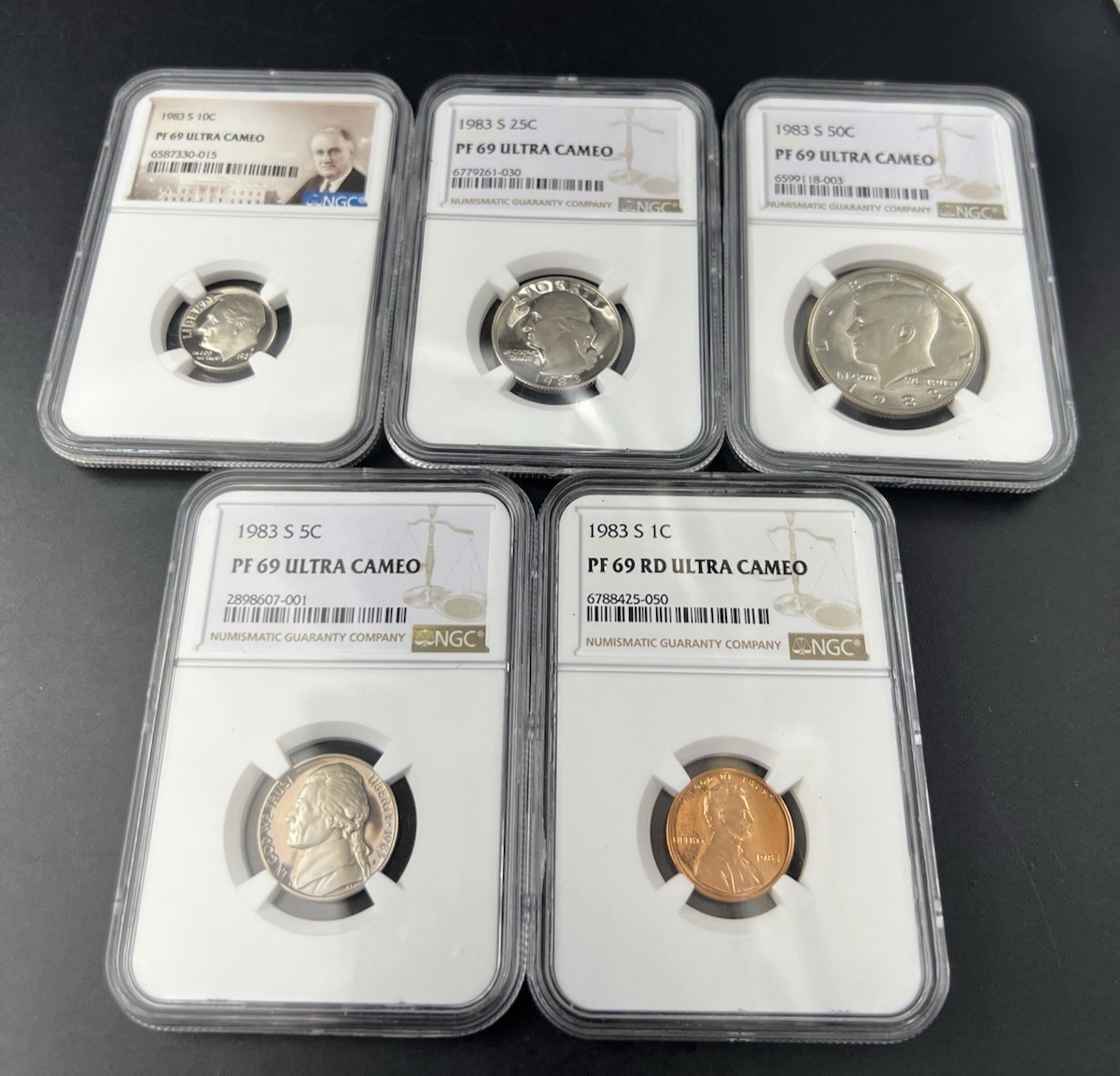 1983 S Complete 5 Coin Clad Proof Set NGC Graded PF69 UCAM