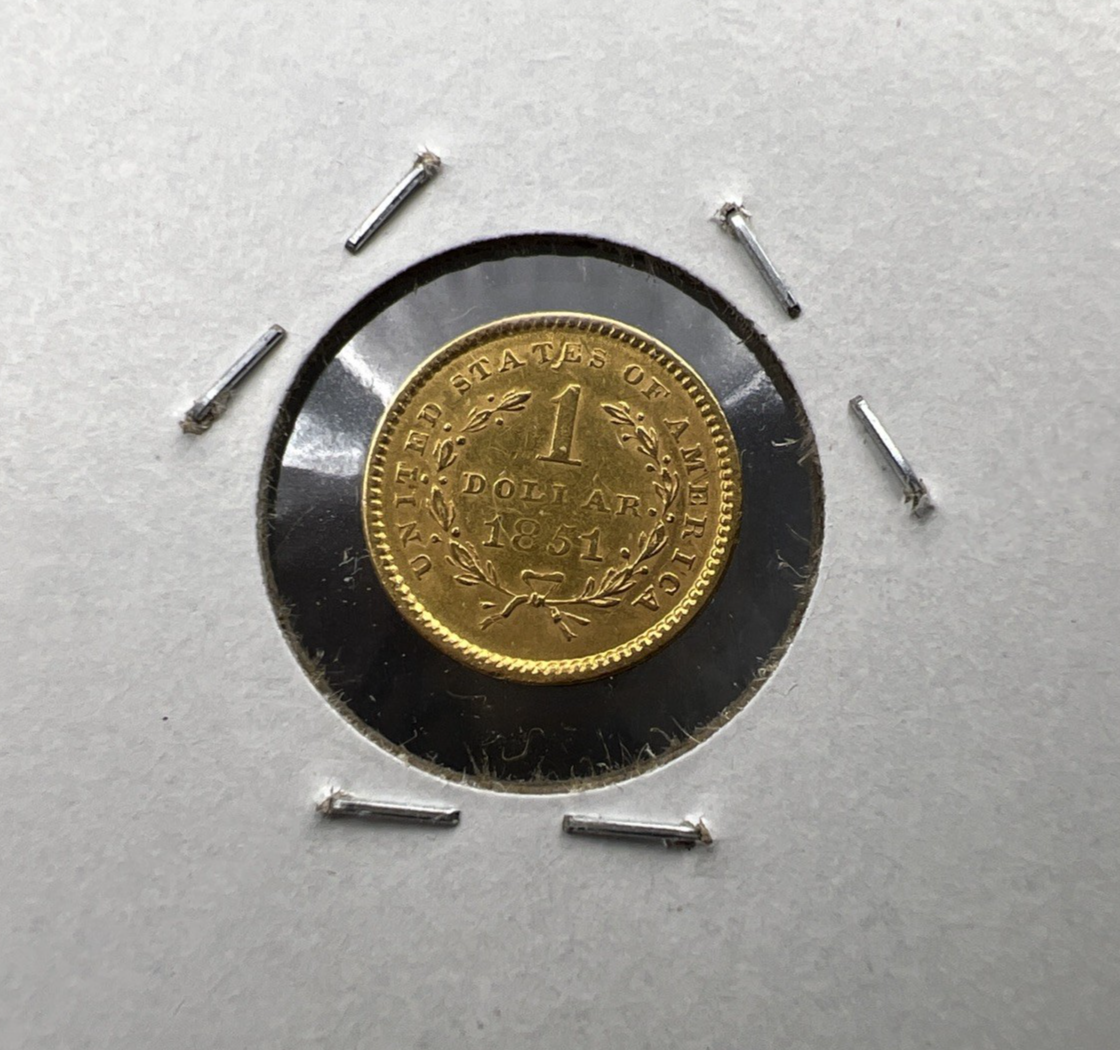1851 Liberty Head Type I Gold Dollar $1 AU About UNC Circulated SK#a