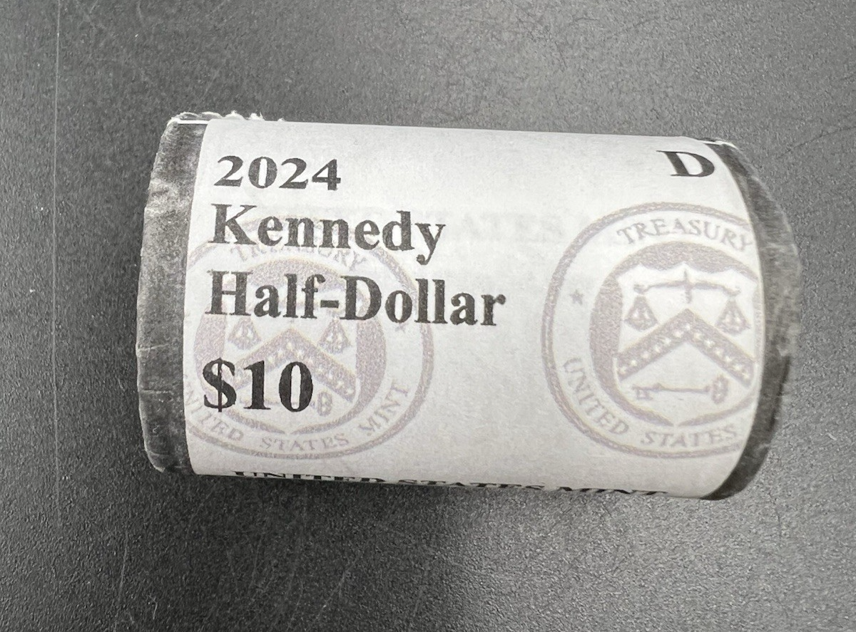 U.S. Mint Wrapped 2024 D 50c Kennedy Half Dollar 20 coin Roll BU