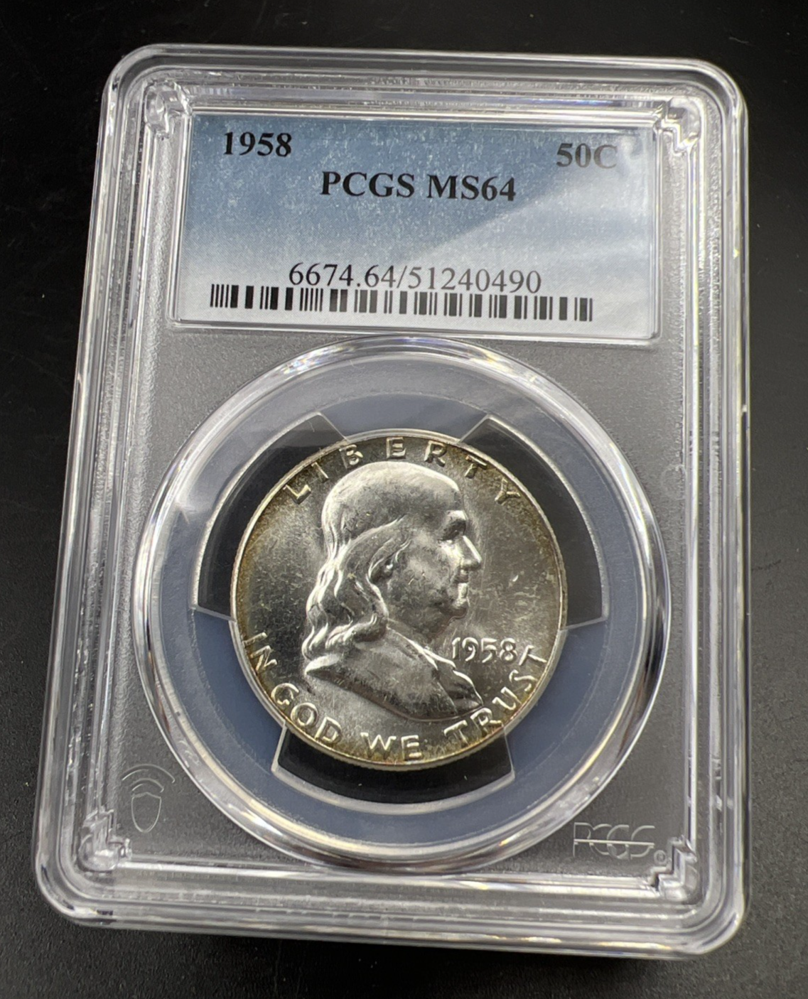 1958 P 50c Franklin Silver Half Dollar Coin PCGS MS64 CH BU Certified #90