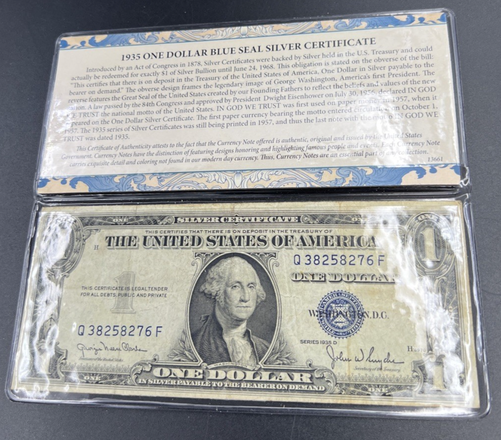 1935 D $1 One Dollar Wide Margin Variety Silver Certificate Fine Circ #76