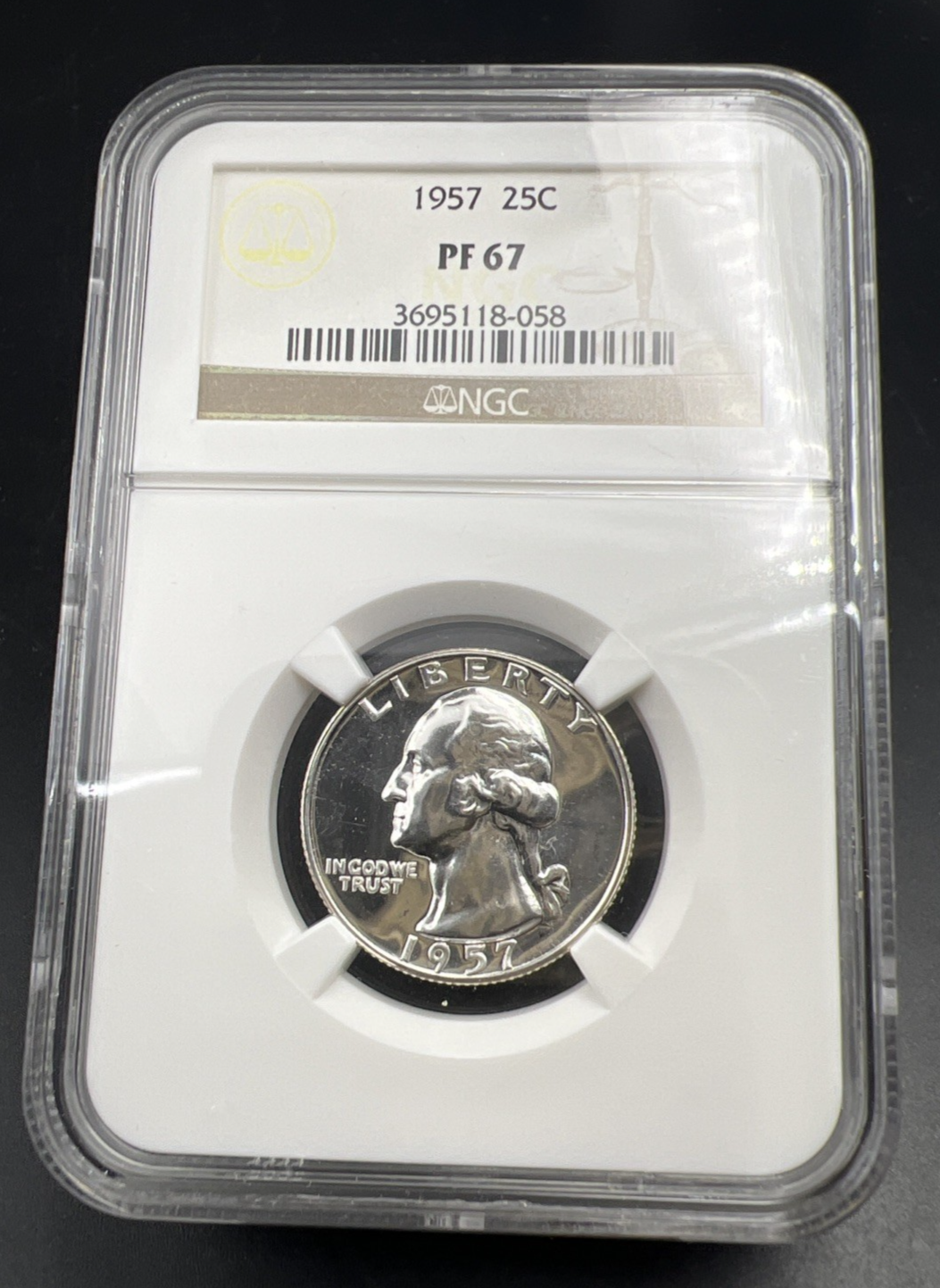 1957 25c Washington Silver Quarter Proof Coin NGC PF67 #058