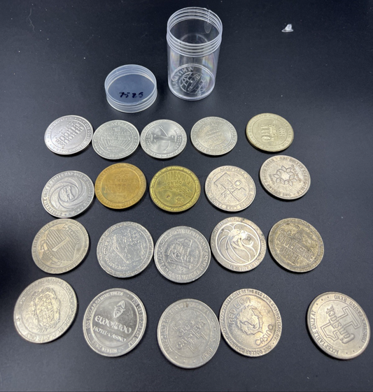 Lot of 20 $1 Casino Dollar Gaming Tokens Metal Circulated Conditions SKU#7526
