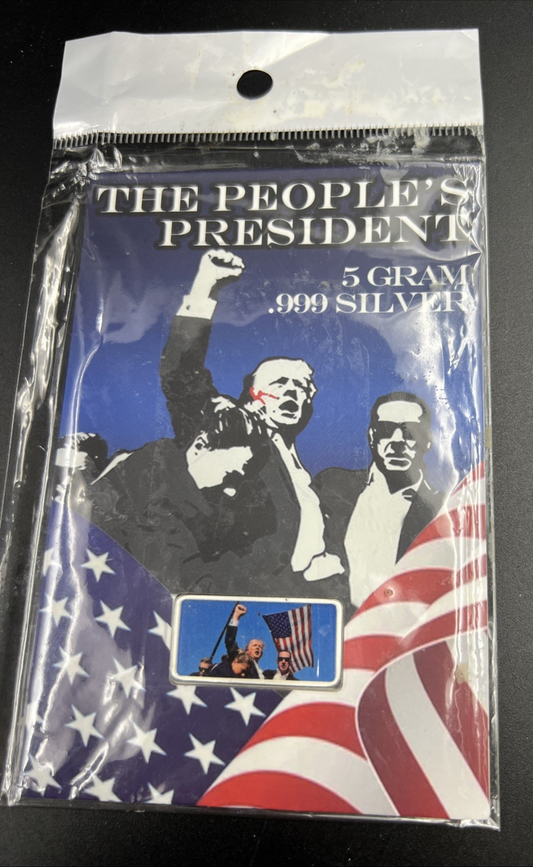 The People's President Donald Trump 5 Gram .999 Silver Bar in Packadging