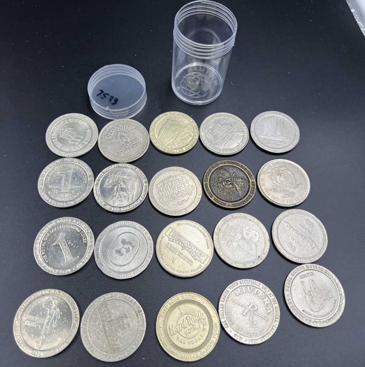 Lot of 20 $1 Casino Dollar Gaming Tokens Metal Circulated Conditions SKU#7533