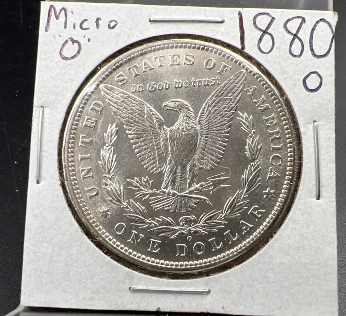 1880 O Micro o Morgan Silver Dollar Coin CH AU About UNC SK#A