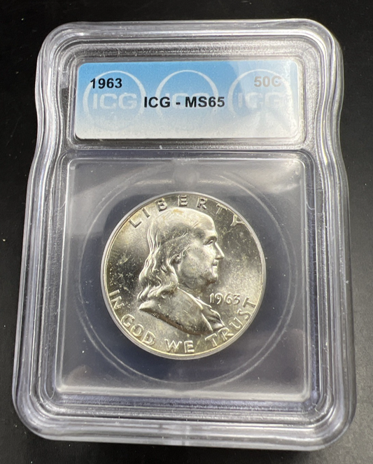1963 50c Franklin Silver Half Dollar Coin ICG MS65 #104