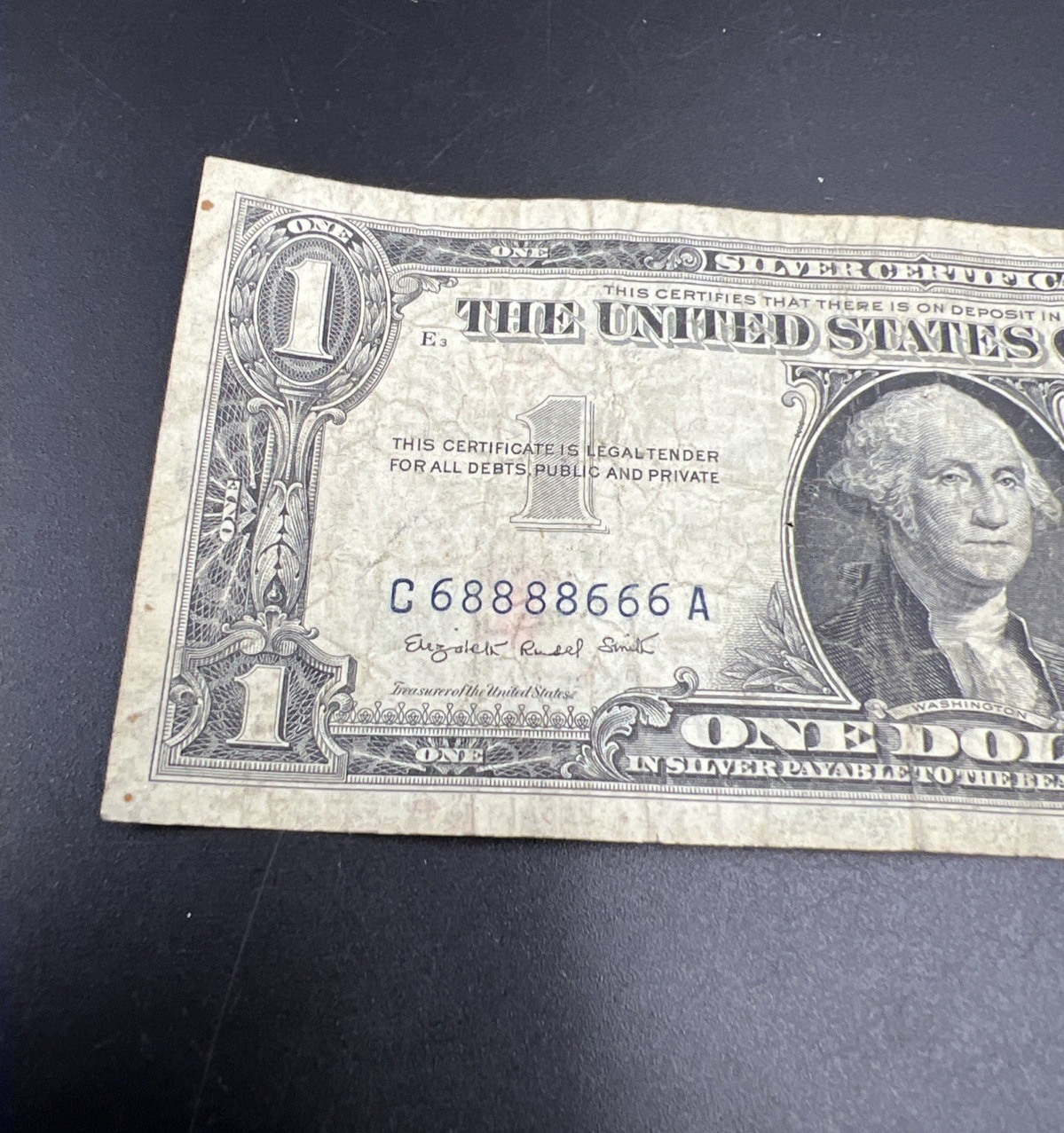 1957 A $1 One Dollar Silver Certificate G / VG Circ Serial #68888666
